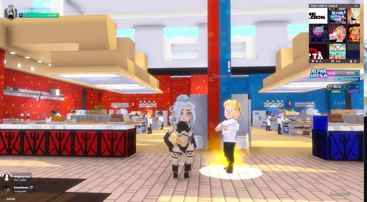 I'm cookin' with <a href="/GordonRamsay/">Gordon Ramsay</a>, in <a href="/HellsKitchenFOX/">Hell's Kitchen</a> The Chef's Table experience, wbu? 👨‍🍳 Come thru and try a new dish! Just need to find that lamb sauce first...🍴🔥  sandbox.game #TheSandbox #AlphaSeason4 #AS4SocialChallenge