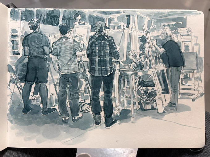 Wednesday group in blue ink 