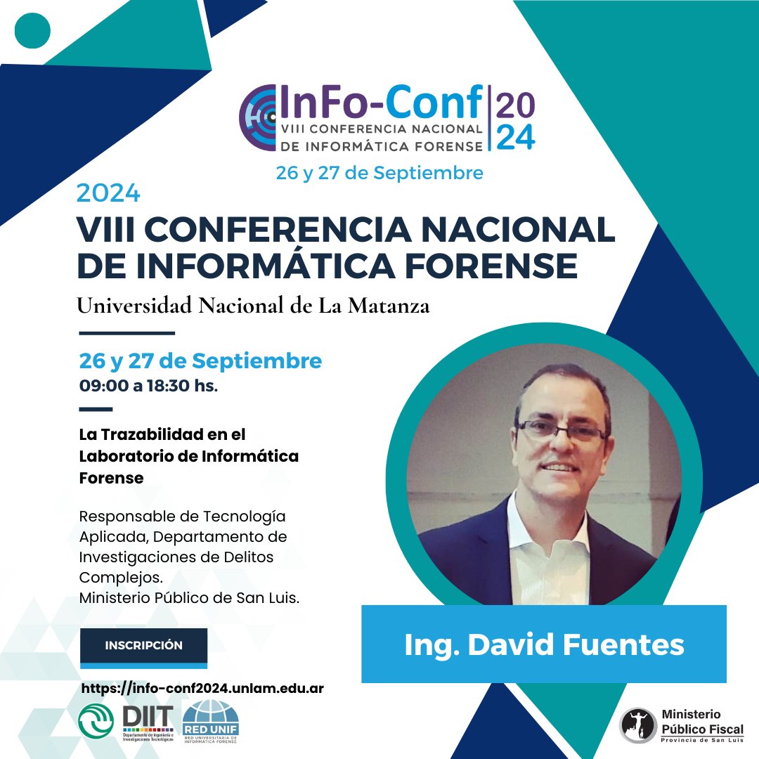 GioiaCintia's tweet photo. InFo-Conf 2024 - VIII Conferencia Nacional de Informática Forense 

Comparto la disertación de Ing. David Fuentes , "La Trazabilidad en el Laboratorio de Informática Forense": https://t.co/5HJzwoSB9P
Gracias por el aporte! 
@UnlamOficial @DiitUnlam  #RedUNIF @infolabmdq  @criml4b https://t.co/jA2p3vxYvq