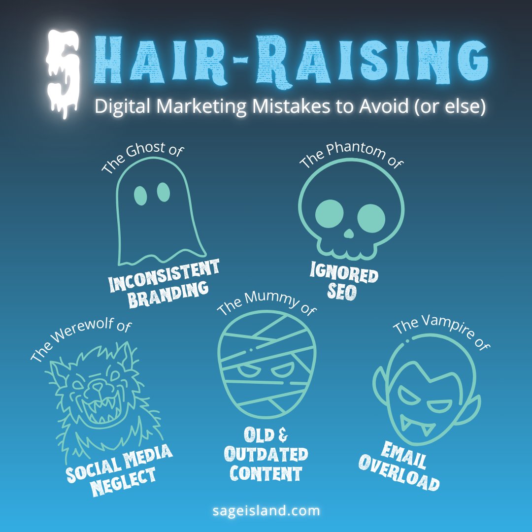 👻 Is your brand being haunted by common marketing mistakes? We’ve outlined 5 digital missteps that could be damaging your reputation—learn how to avoid them! #DigitalMarketing #MarketingMistakes bit.ly/3MVDS7J