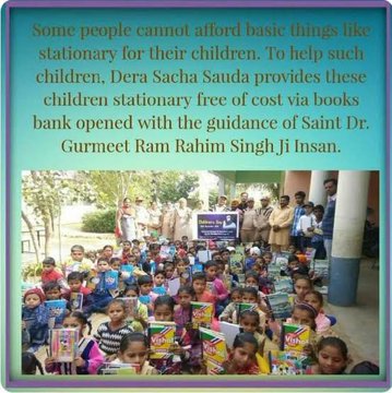 simran_simu328's tweet photo. With the guidance of Saint Dr. @Gurmeetramrahim Singh Ji Insan, the followers of #DeraSachaSauda help the children alot like providing them stationery, giving them food, giving them toys, or giving them clothes or teaching them themselves who cannot go to school.
#GiftOfEducation https://t.co/uDm2QFmQ4Q