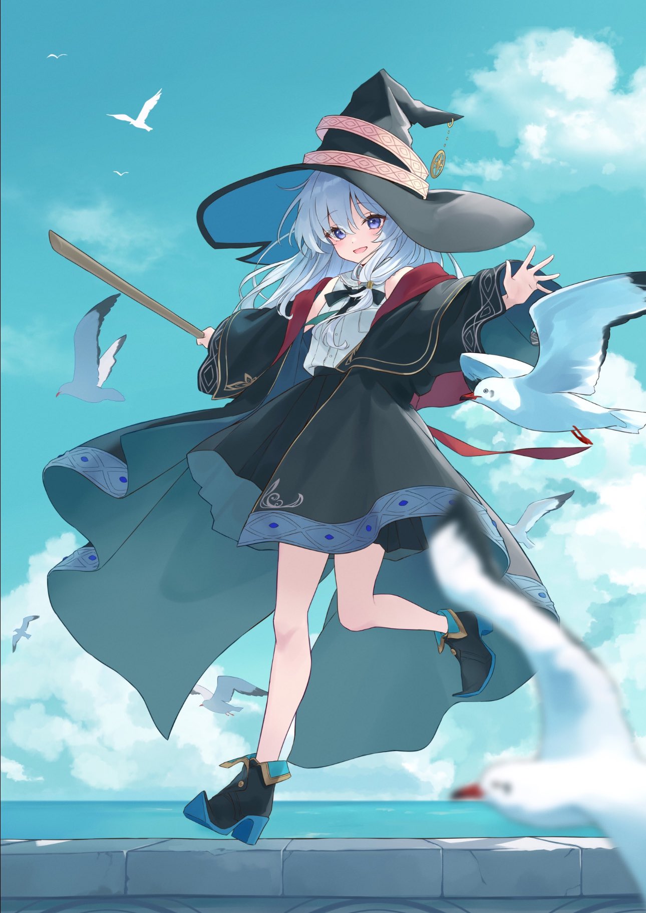 魔女の旅々 下敷き　白石定規 魔女の旅々]描き下ろしカーテン（イレイナ／食べ歩き）