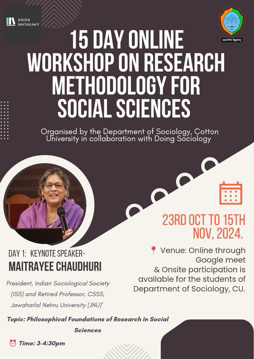 PratishaPratz's tweet photo. Excited to share our keynote speaker who was also my PhD supervisor and forever mentor @maitrayeechaud1, for the research methodology workshop. For all those who are interested, can register as soon as possible through the link provided. Program schedule will be shared soon https://t.co/2EUzuWoEIz