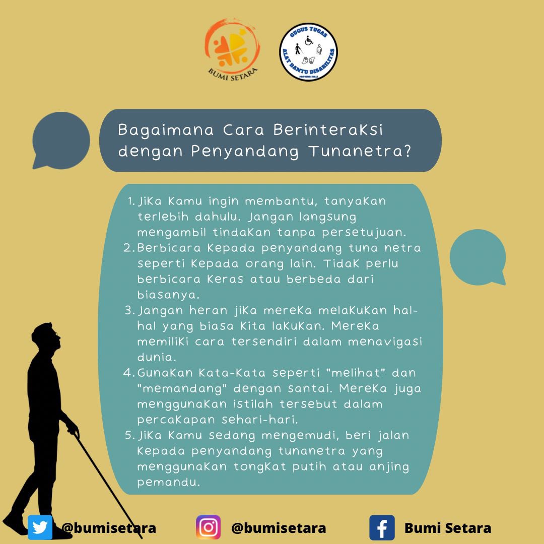 bumisetara's tweet photo. Pada tanggal 15 Oktober diperingati sebagai Hari Tongkat Putih Sedunia, hari yang mengingatkan kita akan pentingnya tongkat putih sebagai alat bantu mobilitas bagi penyandang tunanetra.🦯✨

Ikuti Gugus Tugas Alat Bantu Disabilitas Bali untuk mendukung perjuangan Bali inklusi 📝 https://t.co/4U5NH4tVRd