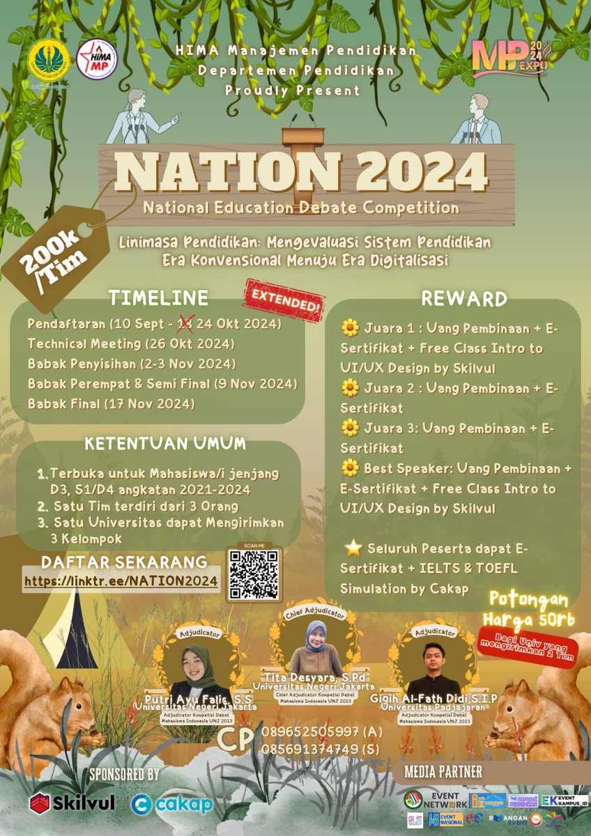 letstudyey's tweet image. NINUNINUNINU 🚨
Ada lomba debat yang kece banget nih, mahasiswa angkatan 24 sampai angkatan 21  boleh banget loh buat ikutan 🤩🤩🦸🏻 

#lombadebat #infolomba #maba24 #mahasiswa #unj