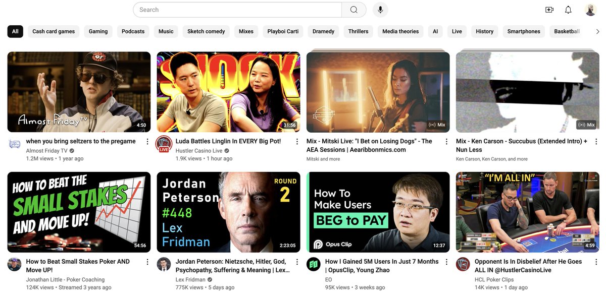 frankdegods's tweet photo. your youtube homepage says a lot about your current state of mind https://t.co/jzZpqOFToE
