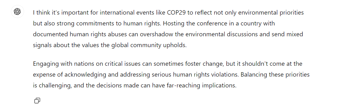 Even AI knows that #COP29 in Baku is a joke

#UN be like AI

#FreeArmenianHostages