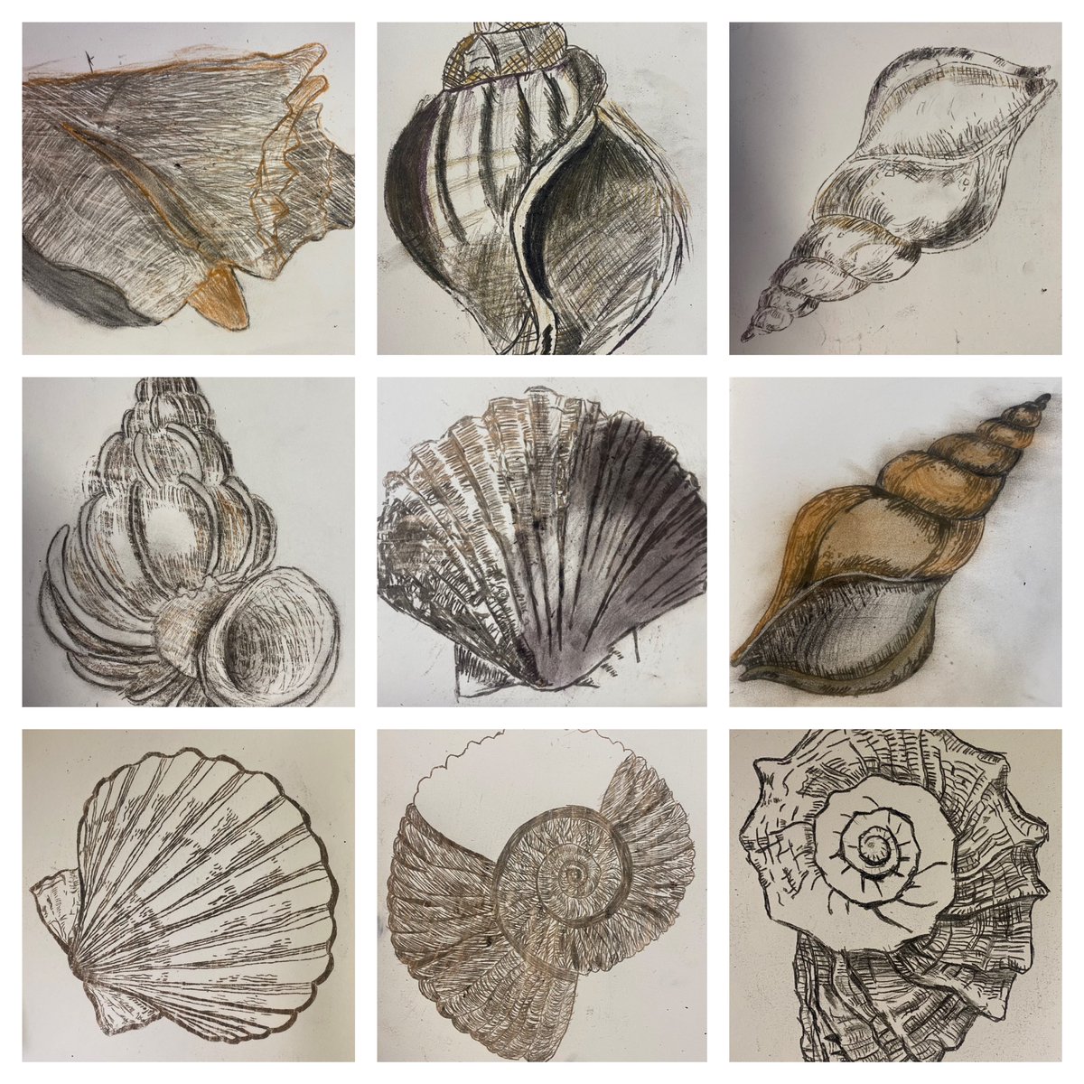 I was thrilled to see these amazing  prints by 7X2 yesterday on my learning walk. Oil pastel prints with tinted charcoal. Fabulous work, well done. <a href="/TuptonHalls/">Tupton Hall School</a>
