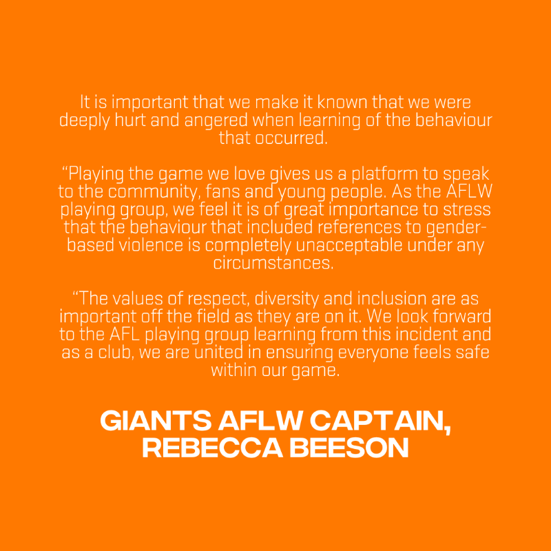 GWSGIANTS's tweet photo. The GIANTS have released the following statement.