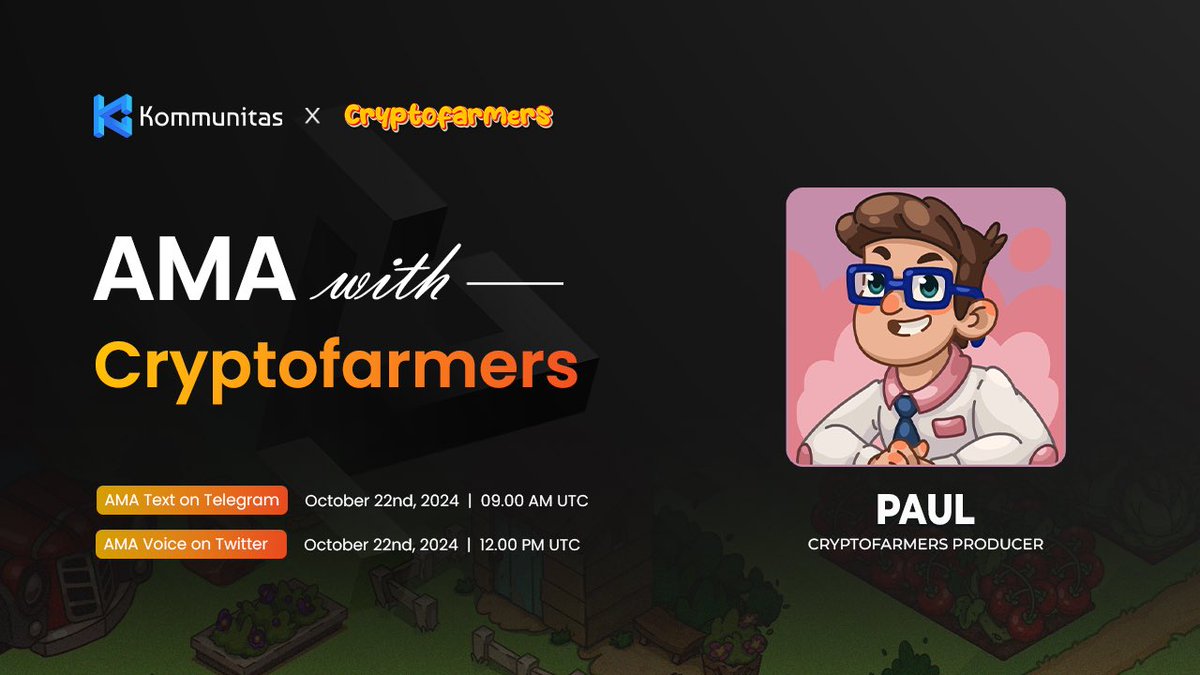 kommunitasnet's tweet photo. 🎙️ Join us for an AMA with Paul, @CryptoFarm_EN Producer!

📅 October 22nd, 2024

🕘 09:00 AM UTC - Telegram
📍 Venue: https://t.co/ApirlnPOCP

🕛 12:00 PM UTC - Twitter Space
📍 Venue: https://t.co/noLeqC1tj8

$200 in $KOM up for grabs for 20 lucky winners across both AMAs! 💰

Don’t miss this chance to learn & earn 🤑

👉 Set your reminders now! ⏰