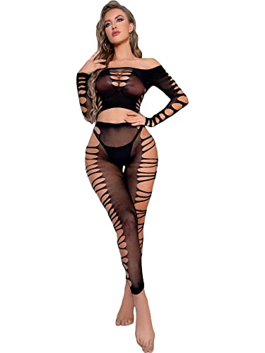 I just received SHENHE Women's Mesh Fishnet Rhinestone Bodystocking Lingerie Bralette and Tights Set