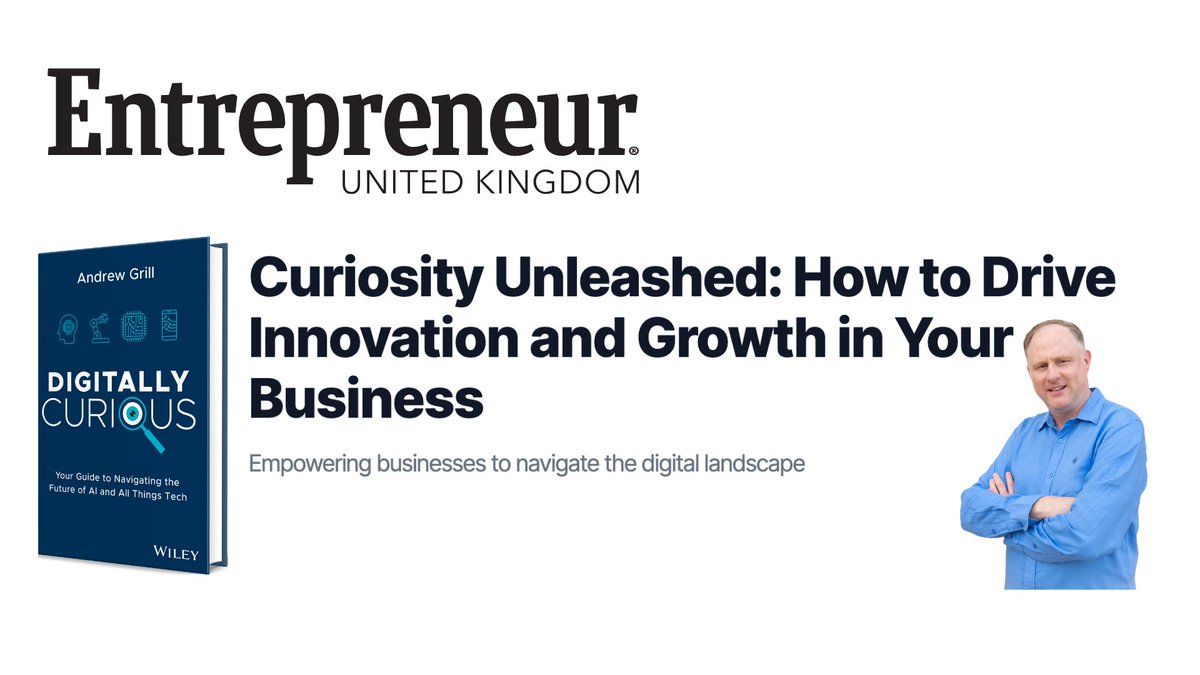 Every Entrepreneur can supercharge their business with AI. Learn more in <a href="/EntrepreneurUK/">Entrepreneur UK</a> where I spoke with Patricia Cullen about my new book #DigitallyCurious > "Curiosity Unleashed: How to Drive Innovation and Growth in Your Business" #futurist #AI #book curious.click/curiosity-unle…