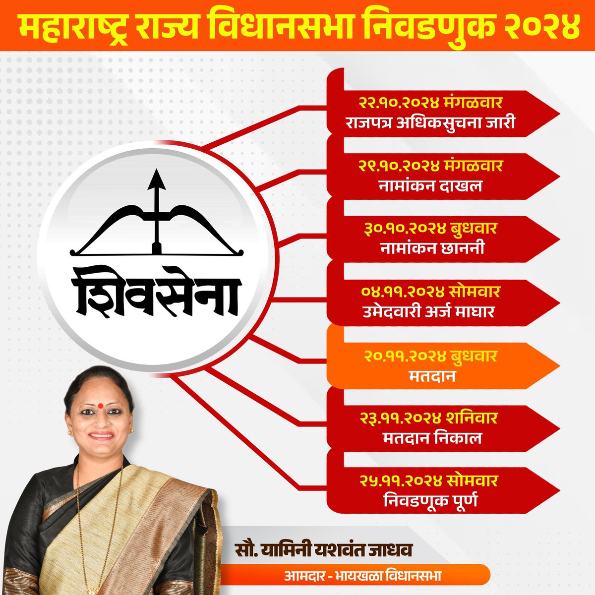 YaminiYJadhav's tweet photo. निवडणूक तारखा जाहीर

 निवडणूक आयोगातर्फे पत्रकार परिषद घेण्यात आली होती. ह्या पत्रकार परिषदेत वरील प्रमाणे तारखा जाहीर करण्यात आल्या आहेत. वरील तारखा लक्षात ठेवा आणि लोकशाहीची आपली सगळ्यात महत्वाची कामगिरी जरूर पार पाडा.
.
.
.
.
#Shivsena #शिवसेना #shivsenaparty #CMEknathShindeCM #CMOMaharashtra #Eknathshinde #Byculla #election2024 #Maharashtra #vidhansabha2024 

@CMOMaharashtra
@Shivsenaofc
 @mieknathshinde
@DrSEShinde