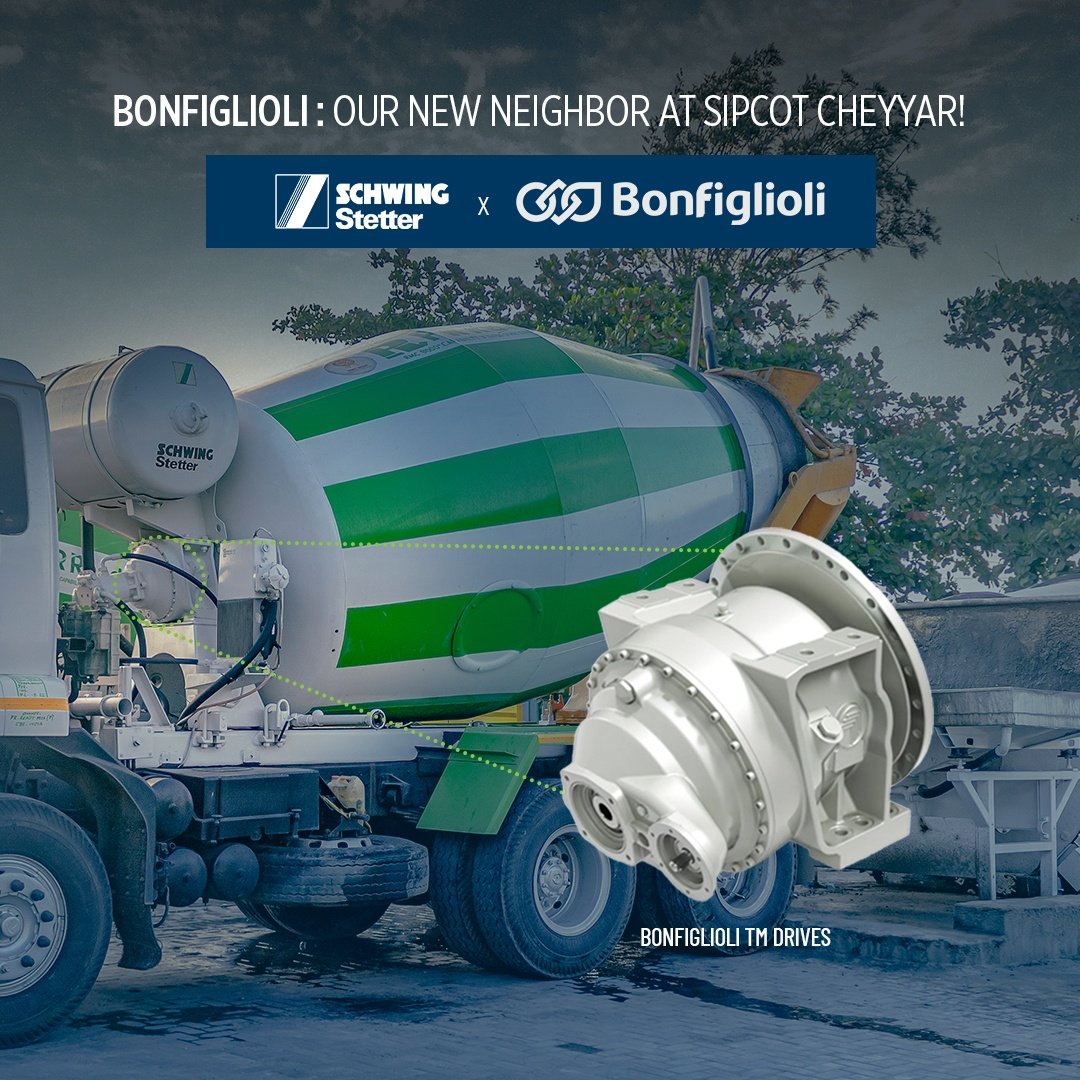 SchwingIndia's tweet image. Our #Global Manufacturing Hub at SIPCOT Cheyyar welcomes a new neighbour—#Bonfiglioli, our long-standing business partner. With the foundation laid for their state-of-the-art factory, this step further strengthens an already robust alliance. 

As we continue our journey of…