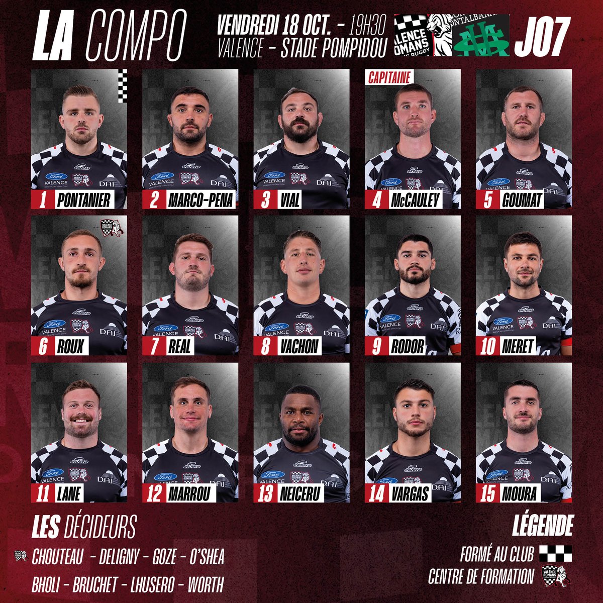 VRDRrugby's tweet photo. 📋 𝐂𝐎𝐌𝐏𝐎 | 𝐉𝐎𝐔𝐑𝐍𝐄́𝐄 𝟎𝟕 : 𝗩𝗥𝗗𝗥 vs @UsmSapiacRugby  

🛡 Découvrez les 𝗗𝗮𝗺𝗶𝗲𝗿𝘀 qui défieront Montauban pour cette septième journée de PRO D2 !
-

#VISERHAUT #TRAVAILLERDUR #VRDRUSM https://t.co/P7oHbtMaDy