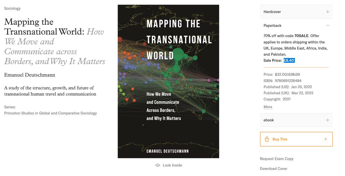 Princeton University Press is currently offering an incredible 70% price reduction on many of their books.

Mapping the Transnational World for example is now available for just £8.40, which is about 10 Euros.

press.princeton.edu/books/paperbac…