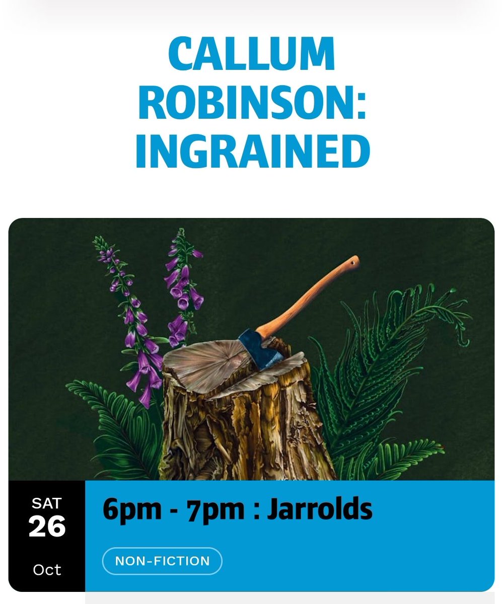 I'm delighted to be speaking about Ingrained at <a href="/BookFestNorwich/">Norwich Book Festival</a> on the 26th of October, at <a href="/JarroldNorwich/">Jarrolds</a>. If you're in the area, do come along!

norwichbookfestival.ticketsolve.com/ticketbooth/sh…

#bookfestival #nonfiction #woodwork #memoir #naturewriting #handmade