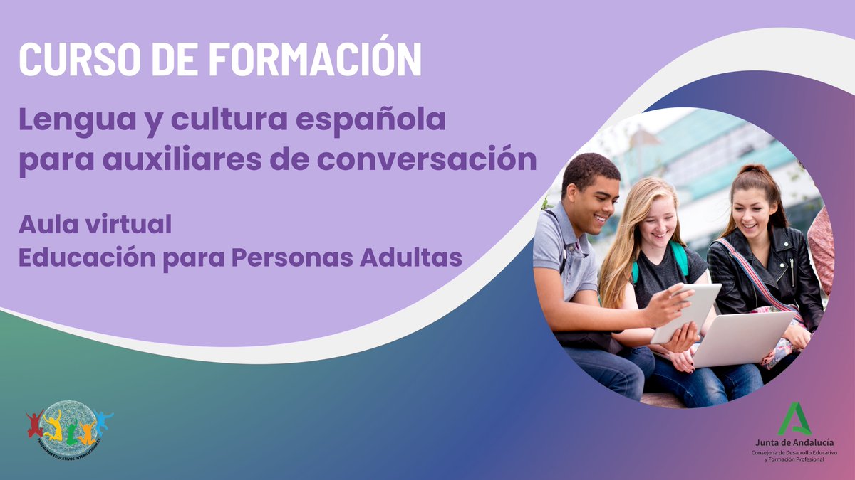 📢¿Eres auxiliar de conversación en Andalucía? 
🎆¡Enhorabuena! ¡Ya ha comenzado tu formación en lengua y cultura española dentro del aula virtual de educación para personas adultas! ¡Te esperamos!
📝Enlace: urlc.net/LX06
#pluriAnd
#AuxConvAnd
<a href="/EducaAnd/">Consejería Desarrollo Educativo y FP</a>