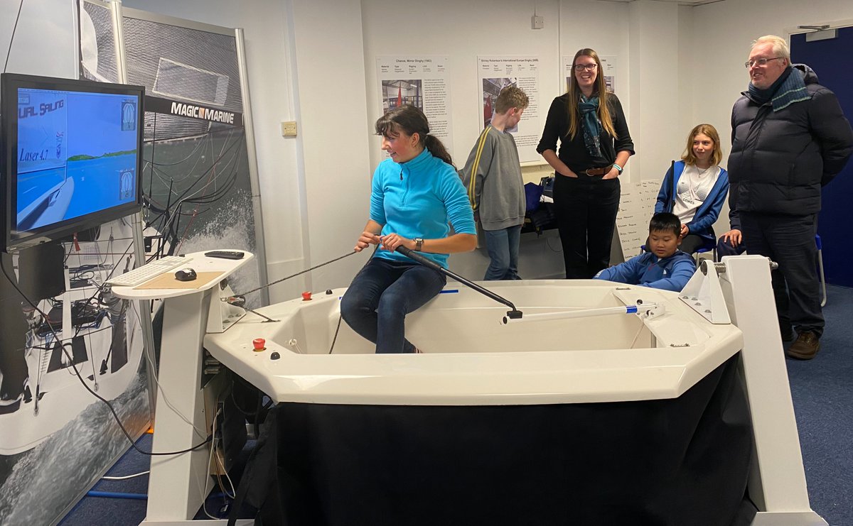 IWClassicBoat's tweet photo. Cadets from the Royal Solent Yacht Club enjoyed a training session on our Dinghy Simulator. Mastering random gusts in 18 knots as they navigated their way around the course. 
Thanks to Arthur Farley (our Dinghy Simulator Ambassador) &amp; Paul Wells for making the introduction. https://t.co/A0KzsYX4AG