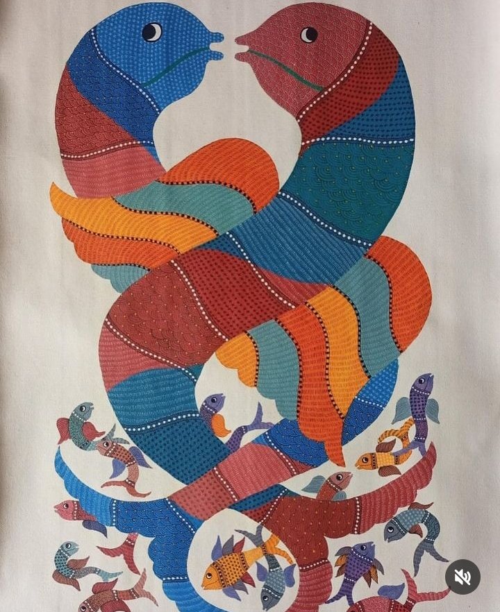 authindia's tweet photo. A Colorful world of fish, a delightful expression of Gond Artistry, Made by Harinath Ji.
#art #artist #sketch #drawing #culture #design #craft #homedecor #nft #nature #heritage #illustration #traditionalart #painting #pattern #drawingart #ColorBeauty #PaintYourSpace #Interior https://t.co/hHYK9P7mJ4