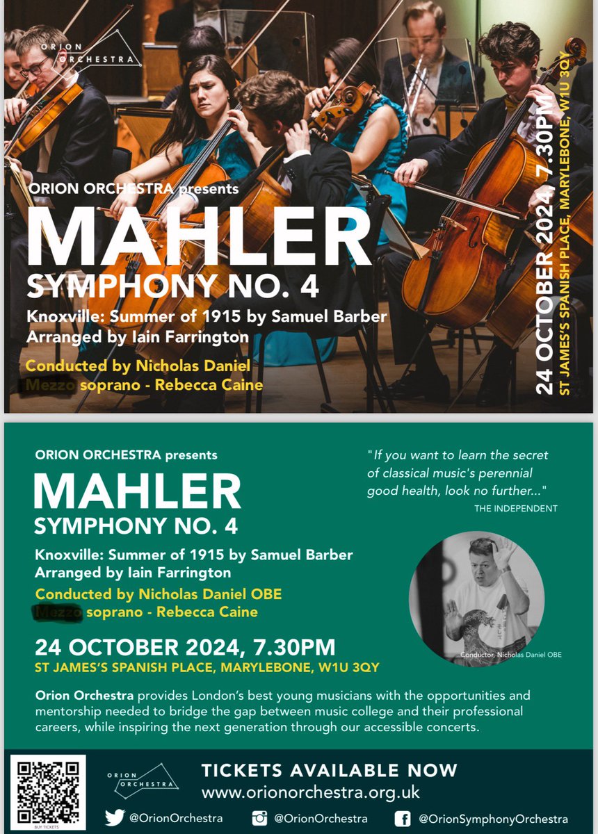 Nicholas Daniel OBE πΊπ¦π³οΈββ§οΈ (@ndanielmusic) on Twitter photo MUSICAL ROYALTY ALERT.
24 October at St James Spanish Place W1, 7.30 PM.
Come and hear Soprano <a href="/RebeccaCaine/">Rebecca Caine</a> in a programme I designed for her, with the next generation of the finest young musicians of <a href="/OrionOrchestra/">Orion Orchestra</a>.
Mahler 4 & Barber, Knoxville.
<a href="/sueperkins/">Sue Perkins π</a> <a href="/RobbieRinder/">Rob Rinder</a> MUSICAL ROYALTY ALERT.
24 October at St James Spanish Place W1, 7.30 PM.
Come and hear Soprano <a href="/RebeccaCaine/">Rebecca Caine</a> in a programme I designed for her, with the next generation of the finest young musicians of <a href="/OrionOrchestra/">Orion Orchestra</a>.
Mahler 4 & Barber, Knoxville.
<a href="/sueperkins/">Sue Perkins π</a> <a href="/RobbieRinder/">Rob Rinder</a>
