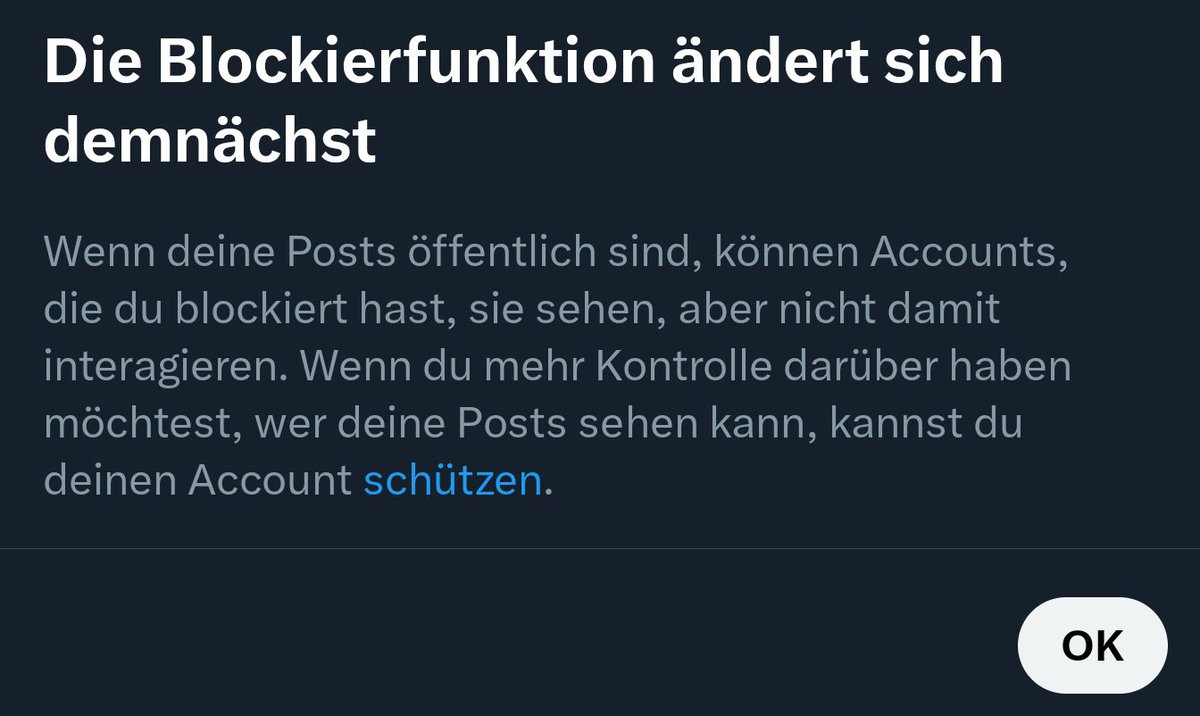 ...Twitter vor paar Monaten: hey, wir wollen deine Privatsphäre schützen und niemand kann mehr sehen, welche Beiträge dir gefallen, weil krass geheim! ☝️
Auch Twitter: hey, du blockierst die Personen zwar, aber die können dein Zeug jetzt trotzdem komplett sehen! 🤡

Macht Sinn 😐
