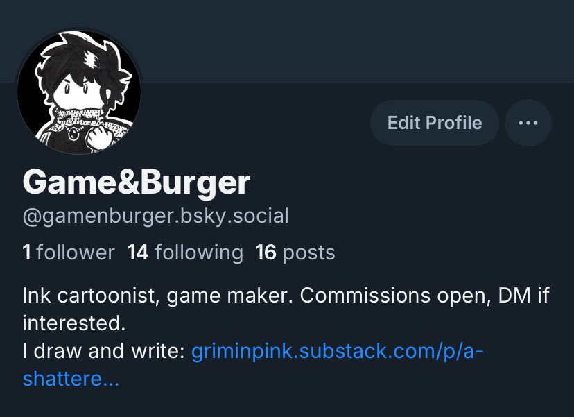 GameNBurger's tweet photo. We’ll time to restart my numbers on this one… thank u @kuraine for liking my art that one time and gifting me most of my following lol, truly the highlight of time here, as well as @Cybershell liking my zine lol.hopefully everyone here leaves and then I don’t have to manage here https://t.co/o6MM1GIEss