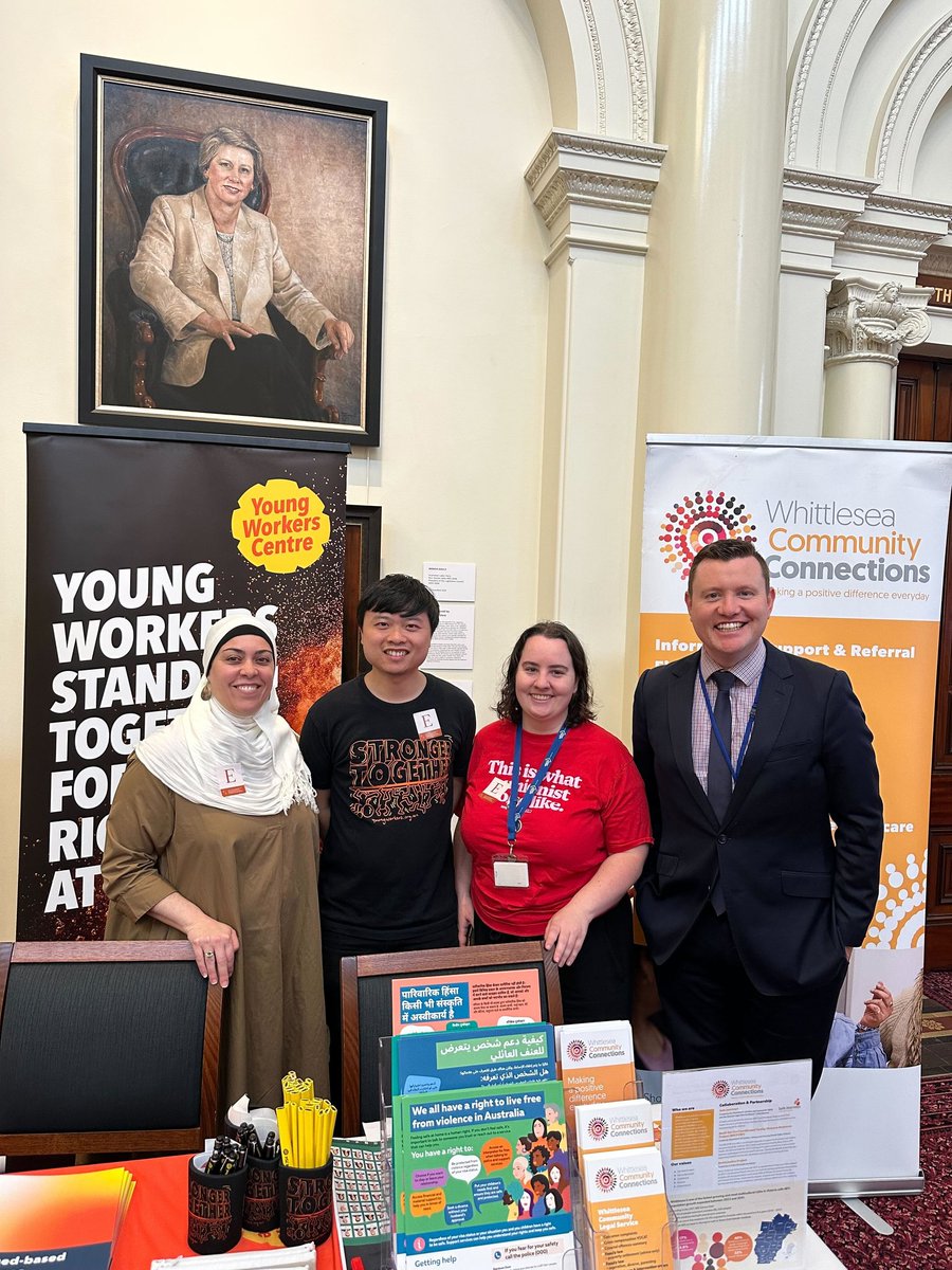 Amanda Threlfall (@amandathrelfall) on Twitter photo The Young Workers Centre has been at the Victorian Parliament this week talking about the valuable work they do supporting young workers with employment law matters. Drop into their stall in Queen's Hall to meet some of the fantastic team <a href="/YWCVictoria/">Young Workers Centre</a> <a href="/VicUnions/">Victorian Trades Hall Council</a> #springst The Young Workers Centre has been at the Victorian Parliament this week talking about the valuable work they do supporting young workers with employment law matters. Drop into their stall in Queen's Hall to meet some of the fantastic team <a href="/YWCVictoria/">Young Workers Centre</a> <a href="/VicUnions/">Victorian Trades Hall Council</a> #springst