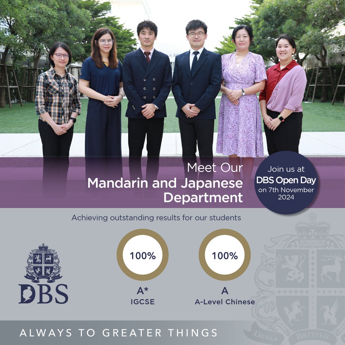 dbsbangkok's tweet photo. Meet our exceptional Mandarin and Japanese Department!

At DBS, our students consistently achieve outstanding results, with 100% A* in IGCSE and 100% A in A-Level Chinese!

#DBSExcels #DBSCreates #LanguageExcellence #Mandarin #Japanese #IGCSE #ALEVELS #EamResults #DBSOpenDay https://t.co/6r6YgyMLuc