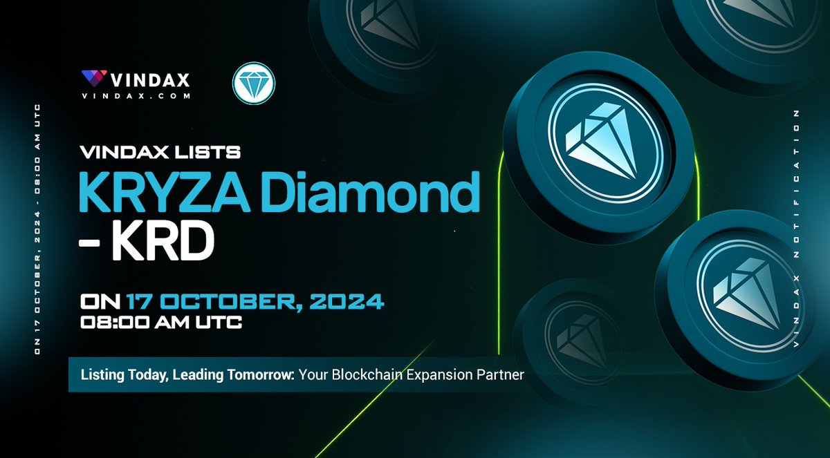 VinDAXOfficial's tweet photo. 📢VinDAX will open trading for KRYZA Diamond ( $KRD) @KryzaToken

⏰Trade time: 2024/10/17 08:00 AM UTC

🔗Trading pairs: KRD/USDT

🚀Full news at: https://t.co/HdWFaPWvQD

#Vindax #newlisting #KRYZAdiamond #KRD #cryptocurrencies #CryptoNews https://t.co/OQ2HhAcRdP