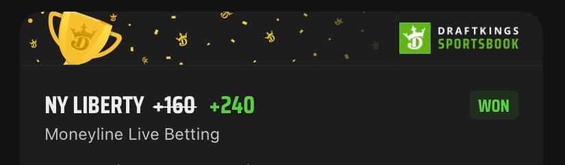 SharperPlays's tweet image. NY Liberty ML Live +240 ✅🤑 
VIP went crazy
#Gematria 
#GetSharp🔪