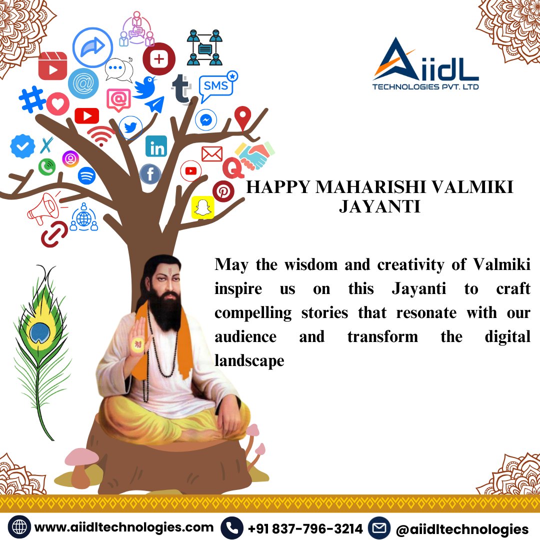 Happy Maharshi Valmiki Jayanti ❤️🙏🚩

☎: +91 8377963214
📧 : info@aiidltechnologies.com
🌍: aiidltechnologies.com

#ValmikiJayanti #valmiki #valmikiramayan #ramayan #DigitalMarketing #GrowYourBusiness #socialmediamarketing #marketingstrategy  #aiidltechnologie