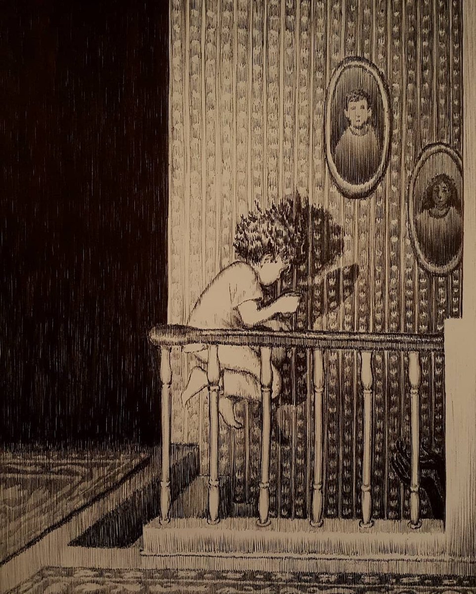 Drew this based off an early childhood dream of floating and tumbling downstairs. Recently heard this is a fairly common dream to have. Has anyone here had it?