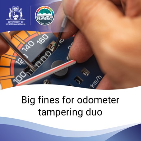 A pair of car sellers who rolled back the odometers on two vehicles by more than 200,000 kilometres each have been convicted and fined a total of $51,000 by the Joondalup Magistrates Court.

Read more about this prosecution: commerce.wa.gov.au/announcements/…

#perthnews
