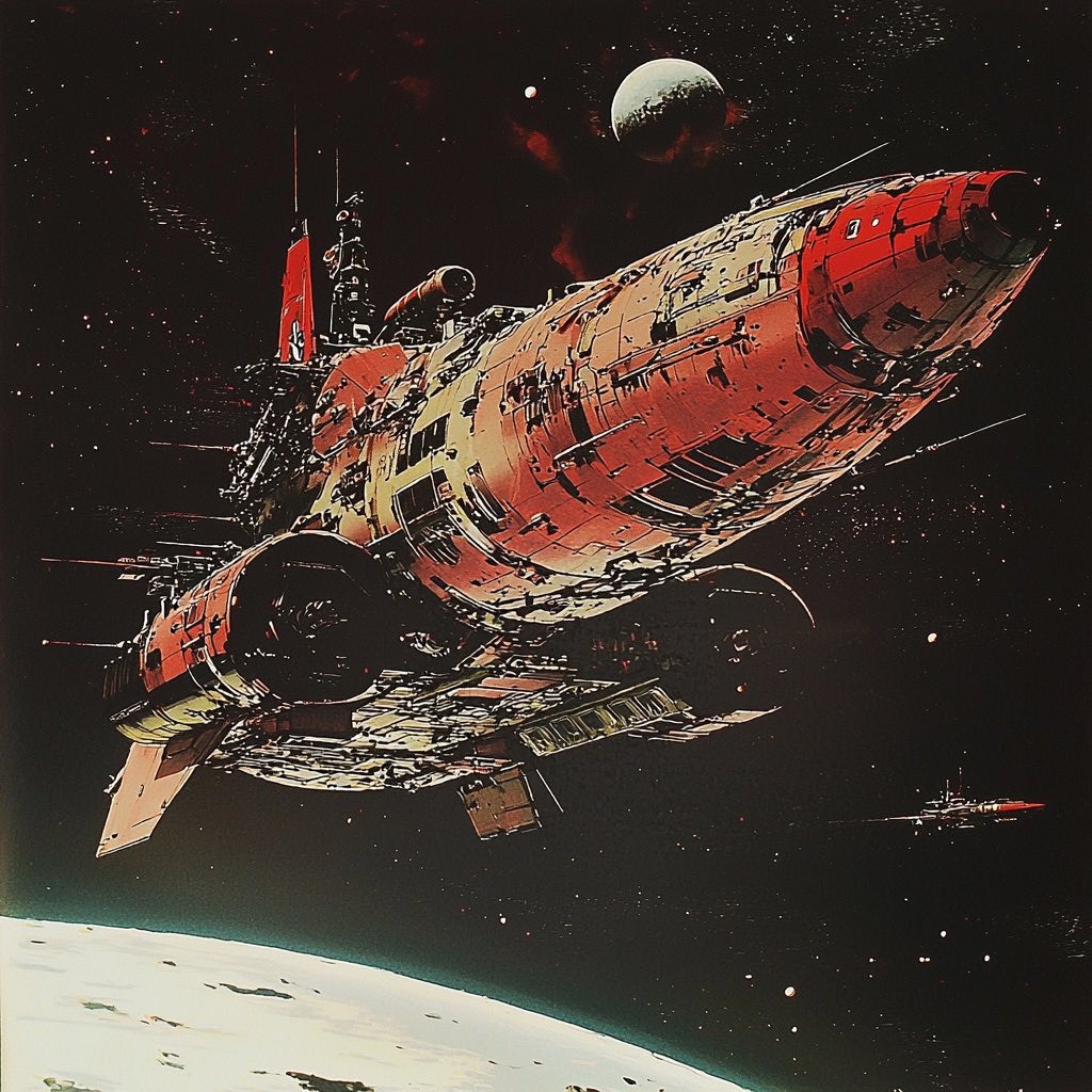 The ship fired its thrusters and scattered frost like the dust of an ice skater coming to a abrupt halt.

The airlock clamped shut and the Tally-ho groaned from the stopping of its inertia. Starbad hopped out of his seat and flicked a few nobs to  put her in rest mode.

"Tally,