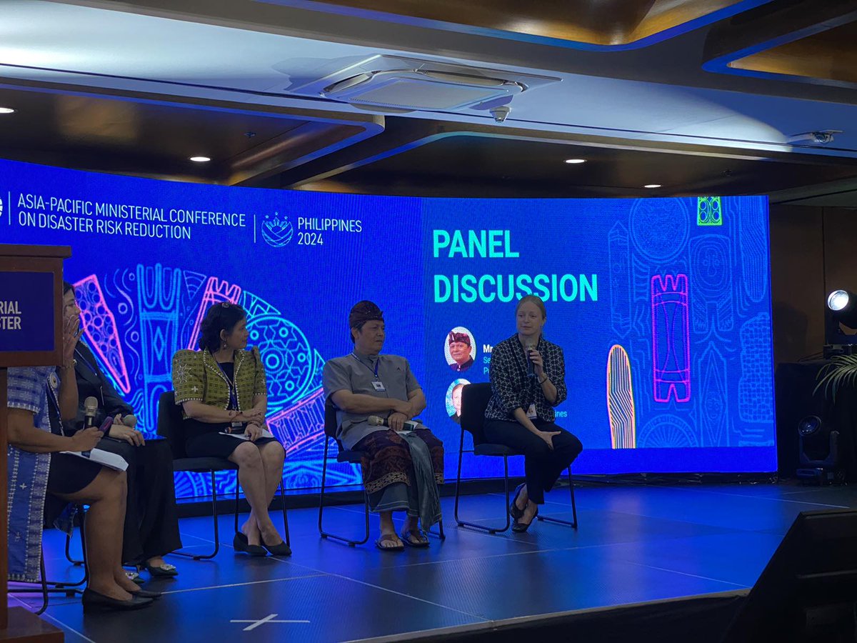 OCHAPhilippines's tweet photo. 1/4
@OCHAPhilippines Head of Office @manjav11 took the stage at the Philippine Pavilion’s “DRR &amp; Poverty Reduction” session during #APMCDRR2024, bringing focus to the deep connections between poverty, disaster impacts &amp; climate change on the country’s most vulnerable populations. https://t.co/6JgaFjNHAk
