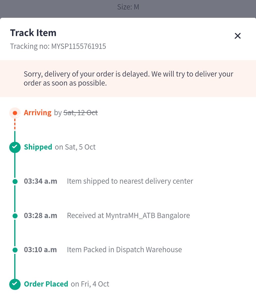 iram602's tweet photo. @myntra @MyntraSupport @mukeshbansal06 I ordered a birthday gift for my friend from Myntra on 4thOct but it seems like Myntra now doesnt want to use their services. It's  now been 15 days but there's nk track of my order. No customer care number is working. https://t.co/LpEMe09s27