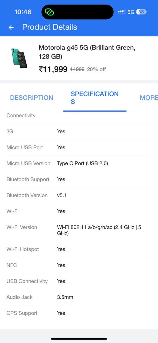 ajaybngn's tweet photo. @Flipkart @jagograhakjago @JoshiPralhad @flipkartsupport I have purchased Motorola G45 5G mobile on 29.09.2024 from Flipkart because this model has NFC as shown in description box. When I go through the features I find that NFC is not available with this model. https://t.co/vXZbBNGzOz