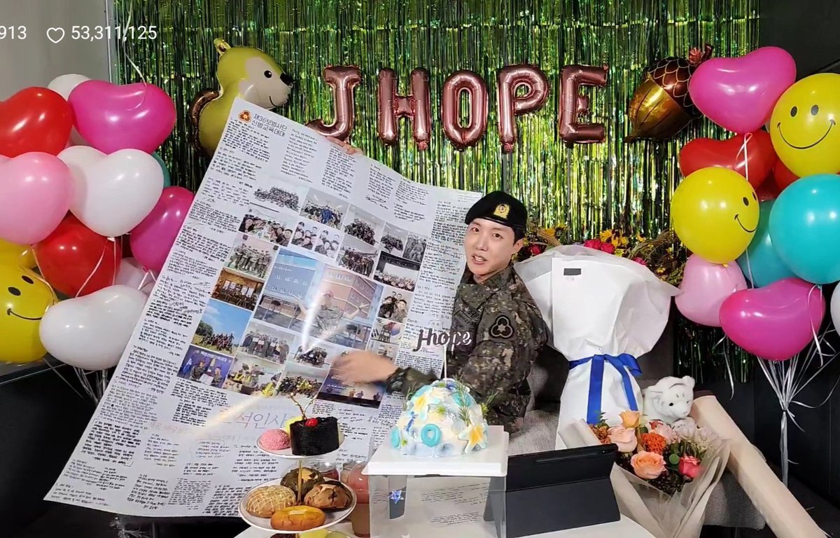 uarmyvibe's tweet photo. @BTS_twt When Sergeant Jung Hoseok was discharged, the soldiers from his 36th Division made that rolling paper with photos and messages. Hobi was so loved! https://t.co/FERkJCrCLe
