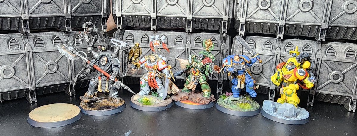 I did things. 6 characters from the Space Marine codex from 6 first founding chapters. 

Running a horde event where 4 people each pick one character to fight the ork horde.

#40K #warhammer40k #warhammer #Orktober #Waaagh