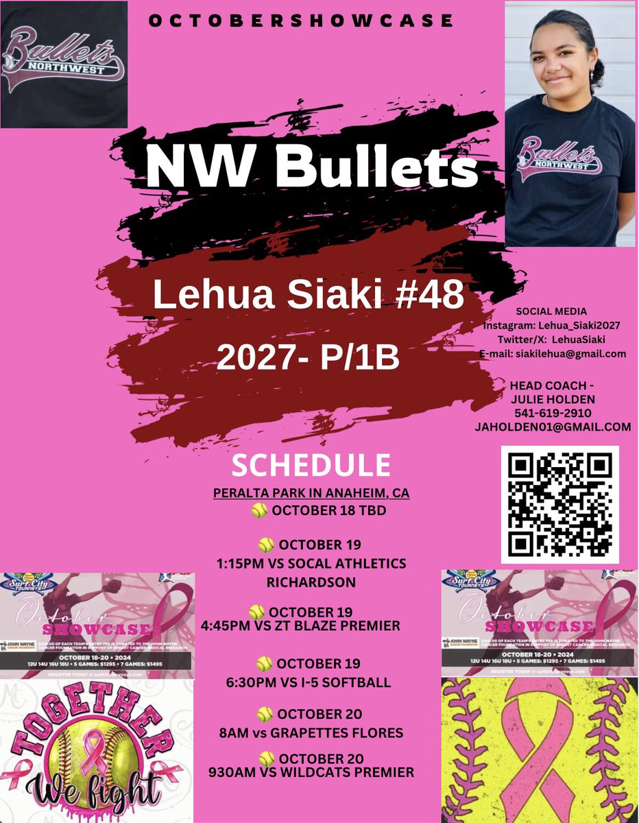 LehuaSiaki's tweet image. First fall tourney with @NWBulletsSB in California 🥎✈️🖤🤍 @PGFnetwork 🩷Excited to play with my teammates this weekend #NWBullets #PNWSoftball #Softball #Mindset #Goals #ExposureCamp #Showcase 
@seattleusb @LinfieldCatball @coachmartinezzz