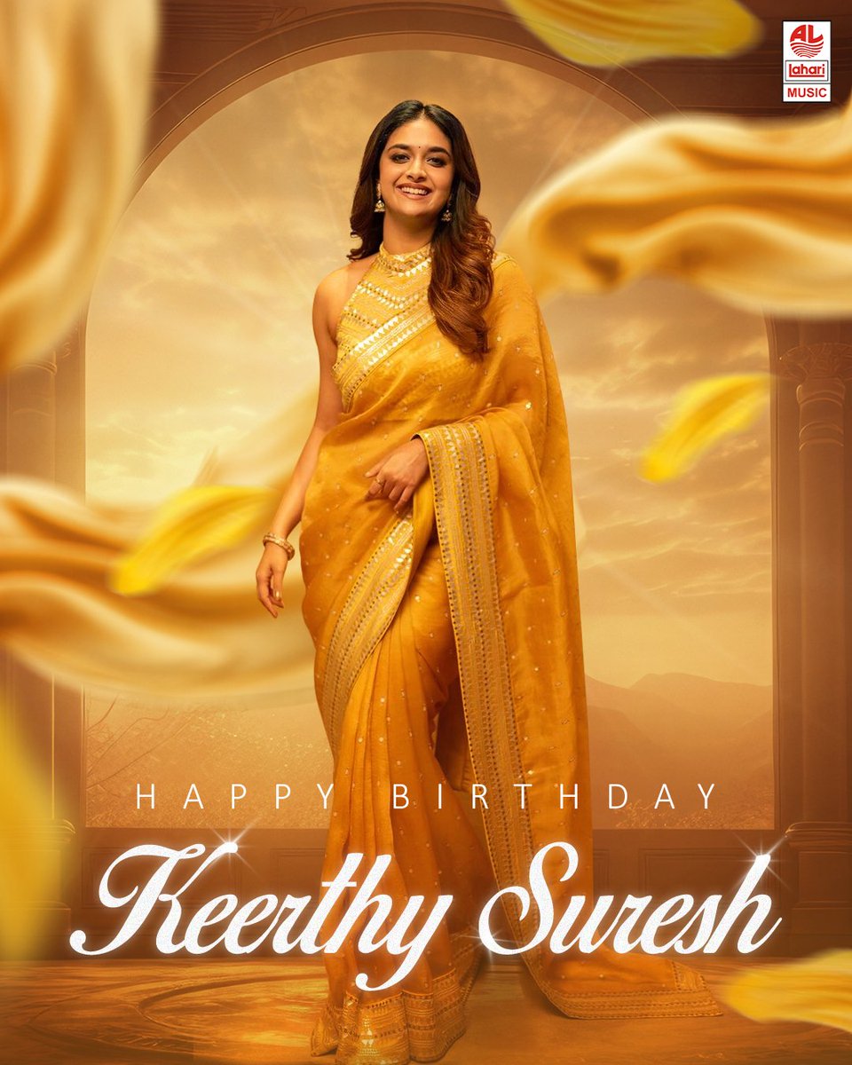 LahariMusic's tweet photo. Happy birthday to the gorgeous @KeerthyOfficial who never fails to amaze us, hope yourday is as remarkable as your performances! 🌟🎉

#HappyBirthdayKeerthySuresh #HBDKeerthySuresh #KeerthySuresh https://t.co/51aouJsztp