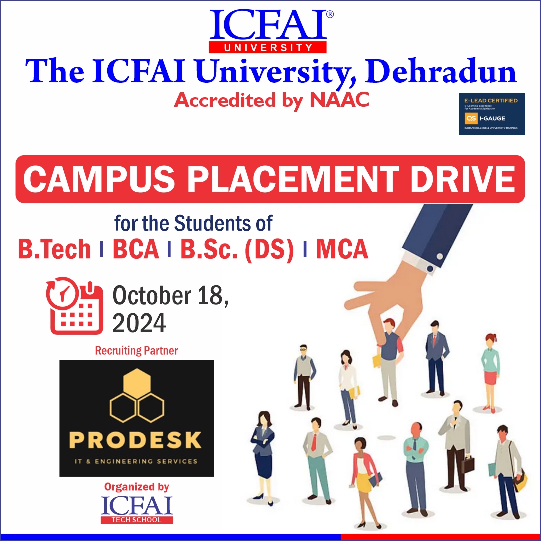 icfaidehradun's tweet image. Prodesk is organizing a campus placement drive for BTech/ BCA/ BSc ( DS)/MCA students on october 18, 2024
#CampusPlacement #Prodesk #TechStudents #ICFAIUniversity #Dehradun #BTech #BCA #MCA #BScDS #CareerOpportunities #StudentSuccess #October2024 #ICFAI