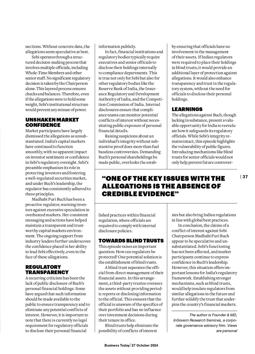 InGovern's tweet photo. Our Founder and MD, @reachShriram, explores crucial steps to bolster regulatory safeguards in his latest article for @business_today. 
#CorporateGovernance #FinancialTransparency #Leadership #InGovern #InvestorConfidence https://t.co/mnQFB18A65