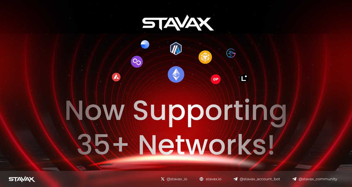 🔗 Supported Networks with Stavax Account and SDKs 🌐

Stavax is your gateway to an ever-expanding world of Web3, offering seamless access to a growing list of over 35 networks. 🌟

🧑‍💻 Whether you're building dApps, connecting your wallet, or engaging in blockchain gaming,