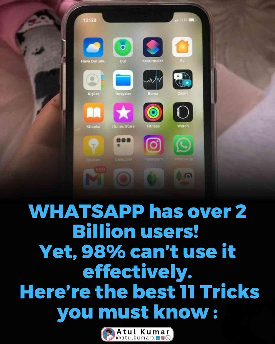 WhatsApp has 2 billion active users worldwide.

But 96% don't know about how to use it like a pro

Here are the top 12 Hacks: