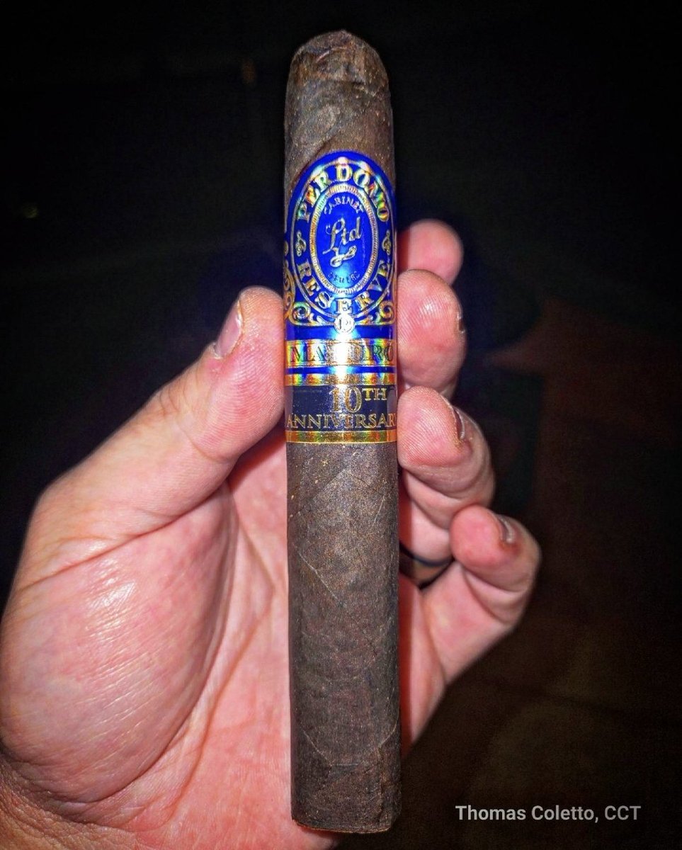 ColettoCigars's tweet photo. Just enjoyed the Perdomo 10th Anniversary Maduro, and it was an absolute powerhouse! Deep, rich flavors of dark chocolate, espresso, and a touch of sweetness from the maduro wrapper create a bold, full-bodied experience. The construction is flawless, with a perfect draw and slow burn. 

#PerdomoCigars
#PerdomoArmy
@perdomocigars 

---

📸 : Thomas Coletto @ColettoCigars
https://t.co/g5Wwjwe4EZ
https://t.co/le1V1TiqL7
.
.
#ColettoCigars #Coletto #Cigar #CigarsOfInstagram
#cigars #cigarlife #cigaraficionado #botl #cigarlover #cigarsmoker #nowsmoking #cigarnation