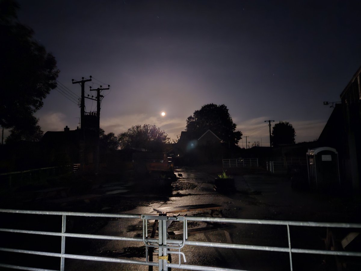 Amazing moon over the farm this morning...