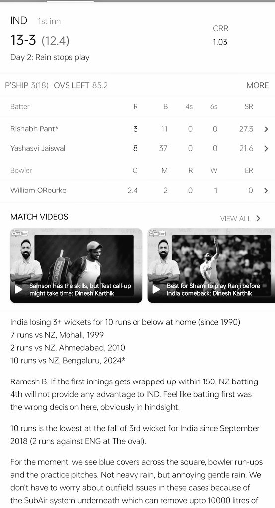 adarshguru84's tweet photo. Our Top order batters can't play NZ .
Look at last three instance where Ind loss 3 Wk or more around 10 run.
#INDvsNZ 
#toporder #RohitSharma #ViratKohli #sarfaraz https://t.co/AT8fba0cVd