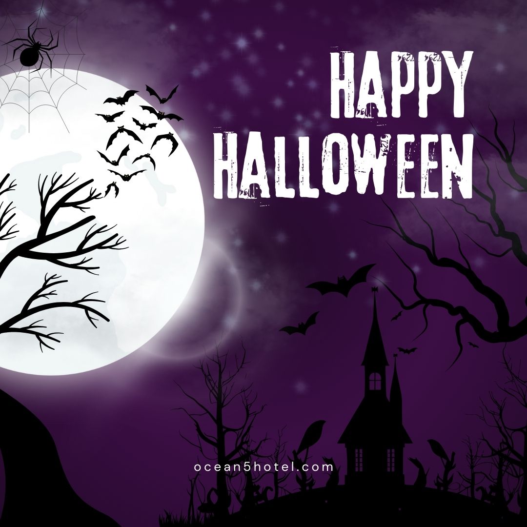 🎃👻 "Boo! It's time to escape to a spine-chillingly comfortable stay this Halloween at Ocean 5 Hotel! Whether you're trick-or-treating by the sea or unwinding in our cozy rooms, we’ve got the perfect haunt for you! 🧛‍♂️Book now for a spooktacular experience! 🎃👻 #HappyHalloween
